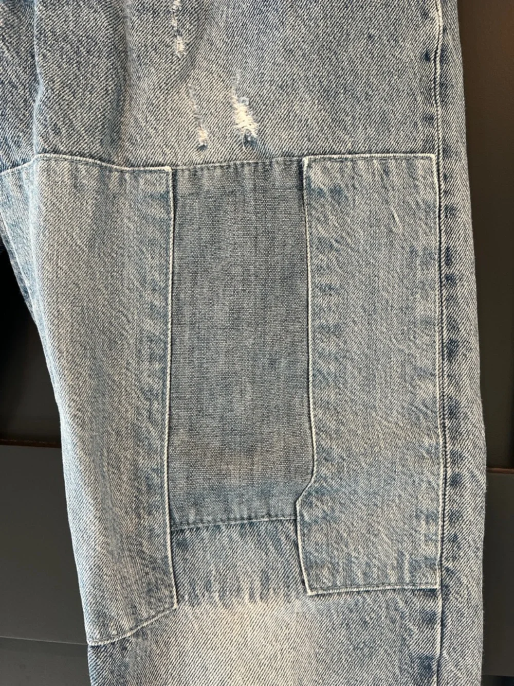 Levi's Light Blue Quilted Patchwork Baggy Straight Jeans 501CT - Picture 3 of 6